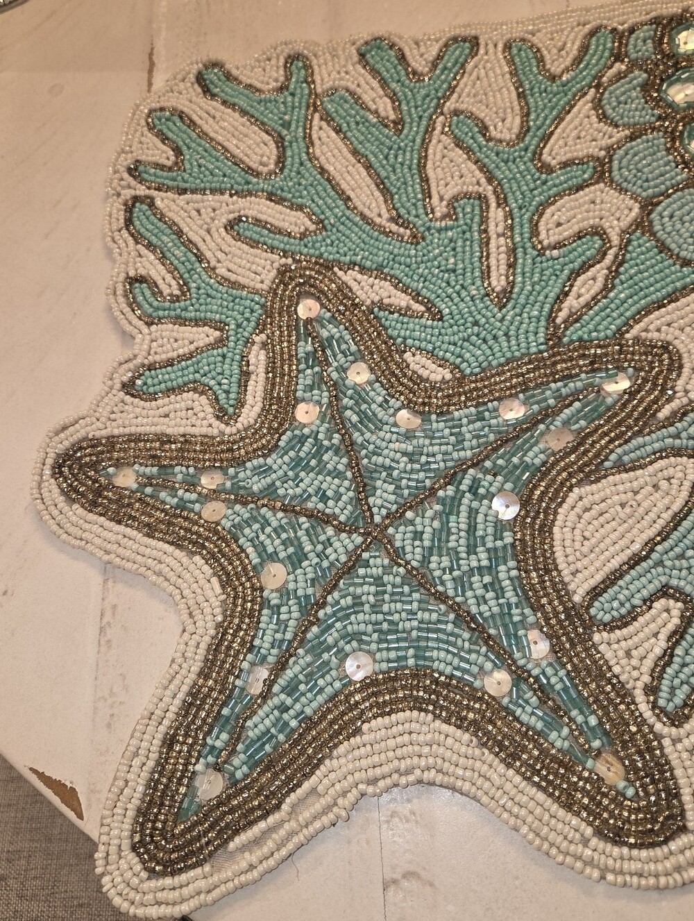 Coastal Collection Beaded Seashell Table Runner - Picture 6 of 10